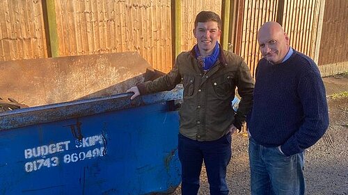 Alex Wagner & Jon Tandy by a skip in Harlescott