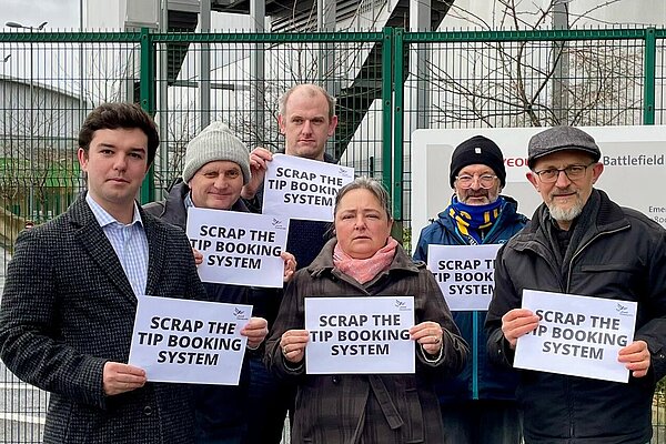 Liberal Democrat campaigners calling to Scrap the Tip Booking System